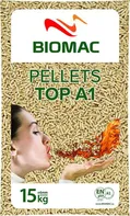 BIOMAC Top A1 dřevěné pelety smrk 6 mm 15 kg