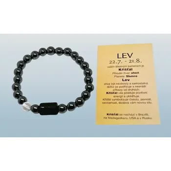 Náramek Hematitový náramek znamení zvěrokruhu Lev s kartičkou