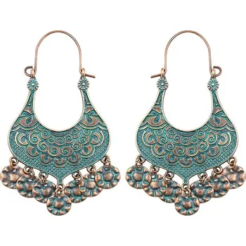 Náušnice Dámské Etno dlouhé náušnice bronzovo-tyrkysové