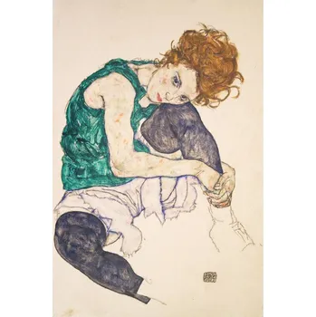 Plakát Plakát, Obraz - Sedící žena s pokrčenými koleny, Egon Schiele