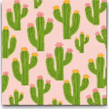 Diamantové malování Diamantové malování - Kaktusy v květu Velikost: 30x30cm, Rámování: Pouze srolované plátno, Diamanty: Kulaté