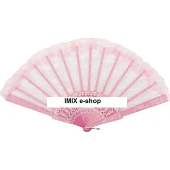 Karnevalový doplněk Vějíř krajkový - VÍCE BAREV Světle růžová