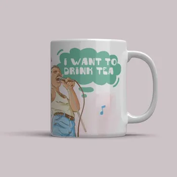 Hrnek Freddie Mercury - I want to drink tea - Červená