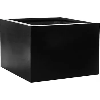 Květináč Pottery Pots Venkovní květináč čtvercový Jumbo middle high L, Black (barva černá), kolekce Natural, kompozit Fiberstone, d 90 cm x š 90 cm x v 60 cm, objem cca 469 l