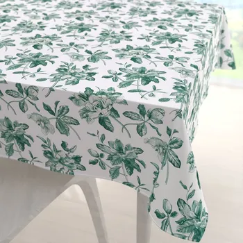 ubrus Teflonový čtvercový ubrus TF-091 Zelené květiny na bílém 60x60 cm