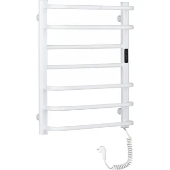Radiátor CERANO - Elektrický sušák ručníků Ricardo, s displejem - 126 W - bílá lesklá - 660x550 mm