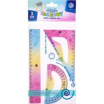 pravítka ASTRA PASTEL Geometrická sada (úhloměr, trojúhelník, rovné pravítko), 424022001