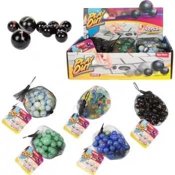 Teddies Skleněné kuličky cvrnkací různé velikosti 40ks