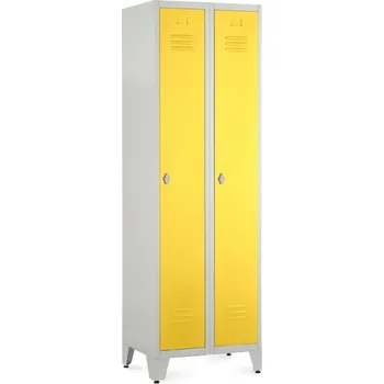 Šatní skříň Kovová šatní skříňka, 60 x 50 x 191,5 cm, nastavitelné nožky, otočný zámek, žlutá - ral 1023