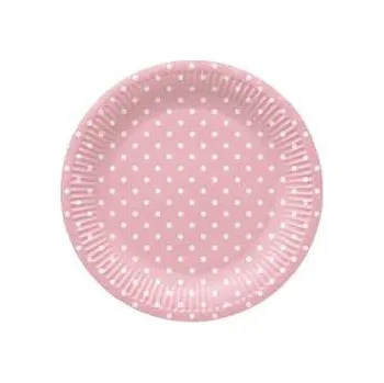 Jednorázové nádobí Papírový talíř (FSC Mix) Dots Light Pink O23cm [8 ks],rychlé dodání