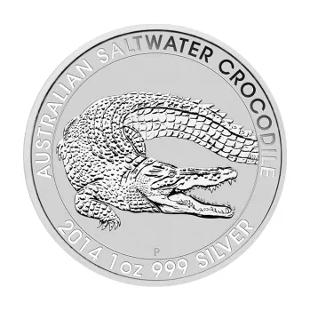 1 unce stříbrná mince Austrálie Salzwasser Krokodil 2014
