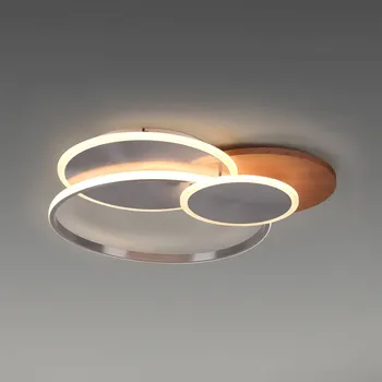 Paul Neuhaus LED stropní svítidlo Palma, dřevo, CCT, 65 cm, stmívatelné Tmavé dřevo, stříbrná, bílá LED 50 W celkem - Doprava zdarma