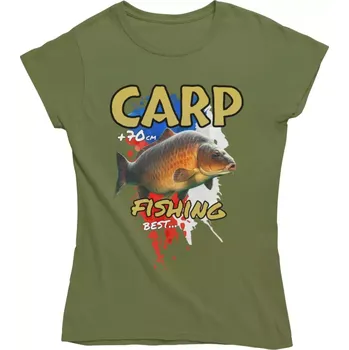 Dámské tričko Dámské rybářské tričko s kaprem nad 70cm khaki