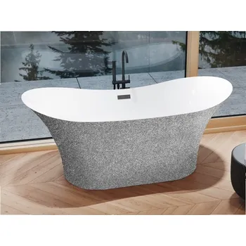 Volně stojící vana AMBER Glam - stříbrná - GLAM 02 - stříbrná, Černá, 170 × 80 cm (VANAMBER170BG2) HOPA