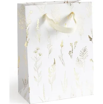 Dárková taška Galeria Papieru Papírová taška bílá 20x8x15cm, zlatý potisk, 5ks GP01PT20815BI