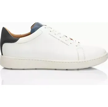 Pánská treková obuv PORSCHE DESIGN Cupsole Sneaker Obuv teniska volnočasová bílá a asfaltově černá (Puristické designové tenisky vyrobené z teletiny s barevnými akcenty. Moderní sportovní bota s lehkou gumovou podrážkou z recyklovaných materiálů. Vyrobeno v Itálii.)