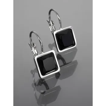 Náušnice Prosperk Náušnice z chirurgické oceli s velkým černým krystalkem stříbrná S2467