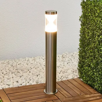 Venkovní osvětlení Lindby LED osvětlení cesty Fabrizio, výška 56 cm, nerezová ocel - Ø podstavec 9,8 cm nerezová ocel, čirá, satinovaná 1 x 4,1 W LED - Doprava zdarma