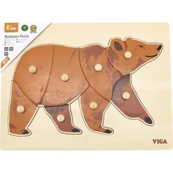 Dřevěná hračka VIGA dřevěné montessori puzzle medvěd s kolíčky