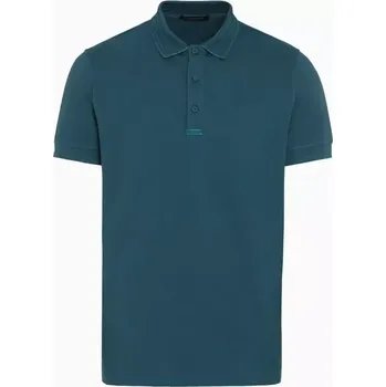 Pánské tričko PORSCHE DESIGN TecFlex polo shirt Polokošile tričko s límečkem z piké petrolejově zelená (Polo tričko z bavlněného piké s poutkem na brýlí na knoflíkové léze)