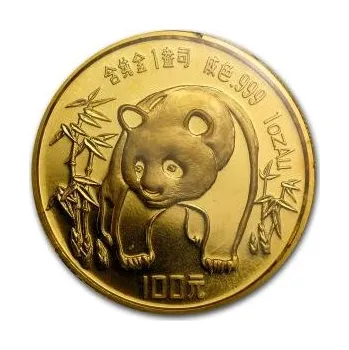 1/10 uncí zlatá mince China Panda 1986