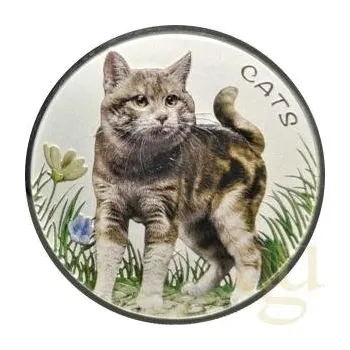 1 unce stříbrná mince Fiji Cats 2022 - coloriert