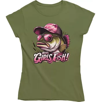 Dámské tričko Dámské rybářské tričko Reel Girls Fish khaki
