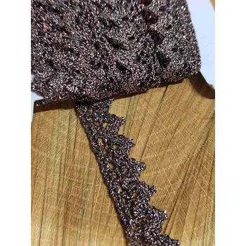 Krajka Krajka s lurexem šíře 15 mm hnědá tmavá