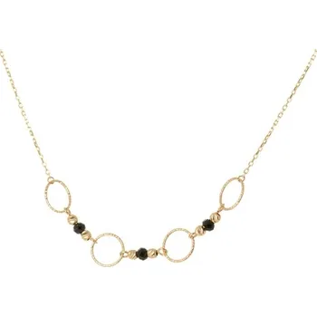 Náhrdelník Dámský náhrdelník ze žlutého zlata s černými zirkony 42-45 cm ZLNAH181F + DÁREK ZDARMA