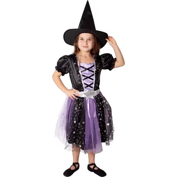 Karnevalový kostým Dětský kostým čarodějnice černo‑fialový M