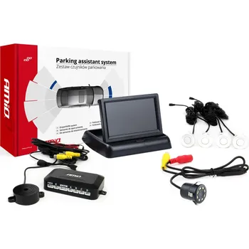 Parkovací asistent Asistenty parkování TFT02 4,3" s kamerou HD-308-LED 4-senzorové, bílé - 02681