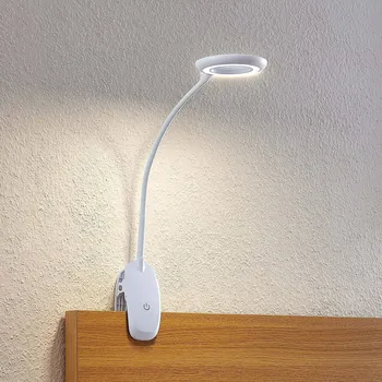 Lampička Prios LED svítidlo Harumi, bílé, dobíjecí baterie, USB, výška 51 cm - Stínítko - Ø 11 cm, výška 1,5 cm; základna - délka 14,8 cm, šířka 7,2 cm, výška 5 cm; délka kabelu 150 cm bílá 1 x 4 W LED