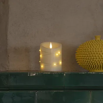 Vánoční světelná dekorace Konstsmide Christmas LED vosková svíčka krémová Barva světla jantarová Výška14cm krémově bílá, stříbrná 15 LED diod - celkem 0,1 W - Doprava zdarma