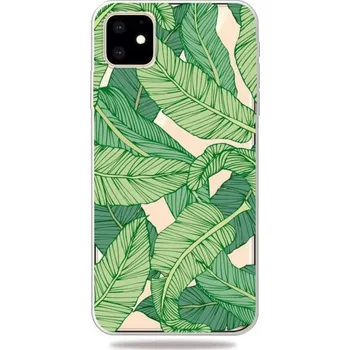 Pouzdro na mobilní telefon Měkký transparentní kryt pro iPhone 11 - zelené listy