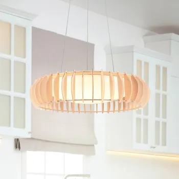 Reality Leuchten Závěsná lampa Monte LED, Ø 60 cm, světlé dřevo, dřevo, CCT světlé dřevo, bílá LED 40 W celkem - Doprava zdarma