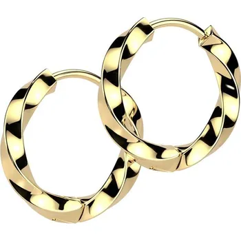 Náušnice Zlacené ocelové náušnice kroucené kroužky (14 mm)