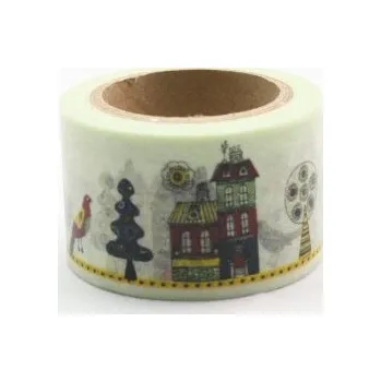 Lepicí páska Dekorační lepicí páska - WASHI páska 30mm x 10m - Domy
