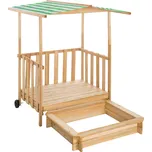 TecTake GmbH 403240 hrací domeček s verandou a pískovištěm 106x105x137cm - zelená