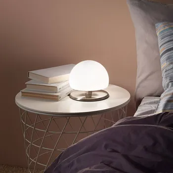 Lampička Fabas Luce Stolní lampa Morgana, nikl / bílá, dotykový stmívač, 3 000 K saténový nikl, bílá 1 x 3 W LED - Doprava zdarma