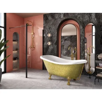 Vana Volně stojící vana OTYLIA Glam - zlatá - GLAM 01 - zlatá, Černé, 160 × 77 cm (VANMER160BG1) HOPA