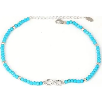 Náramek Stříbrný náramek na kotník s tyrkysy a nekonečnem 21-26 cm SVLB0431XK10T24
