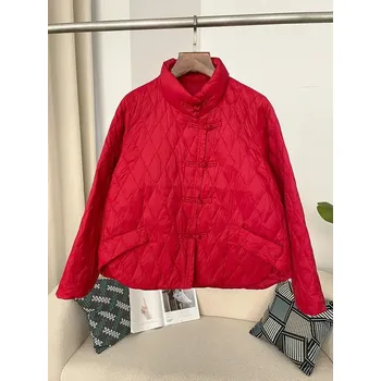 Dámská softshellová bunda Prošívaná jarní bunda s kachním peřím Barva: Červená, Velikost: L