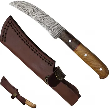 kapesní nůž PAK Damaškový pevný houbařský nůž "JDEME DO LESA" s pouzdrem