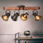 Brilliant Stropní bodové svítidlo Decca, délka 78 cm, černá/dřevo, 4 světla. tmavé dřevo, černá, ocel 4 x 10 W LE - Doprava zdarma