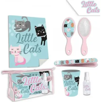 Kosmetická taška KIDS LICENSING Dětský cestovní kosmetický set (kartáč, pouzdro, sklenice, ručník, spray) LITTLE CATS, KL10736