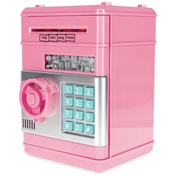 Pokladnička Dětská pokladnička trezor s kódem 19,5 x 13 x 12 cm, růžová