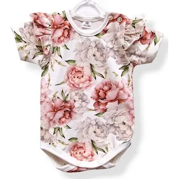 Le Bebe Body krátký rukáv s volánky Pivoňky - 86