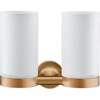 Držák na kartáček Duravit Starck T - Dvojitý držák kartáčků a pasty, matné sklo/kartáčovaný bronz 0099480400