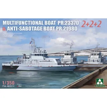 Plastikový model Takom 1/350 Multifunctional Boat PR.23370 & Anti-Sabotage Boat PR.21980