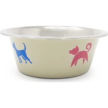 Miska pro psa PROFIZOO Miska nerezová Standard 350 ml Krémová s potiskem